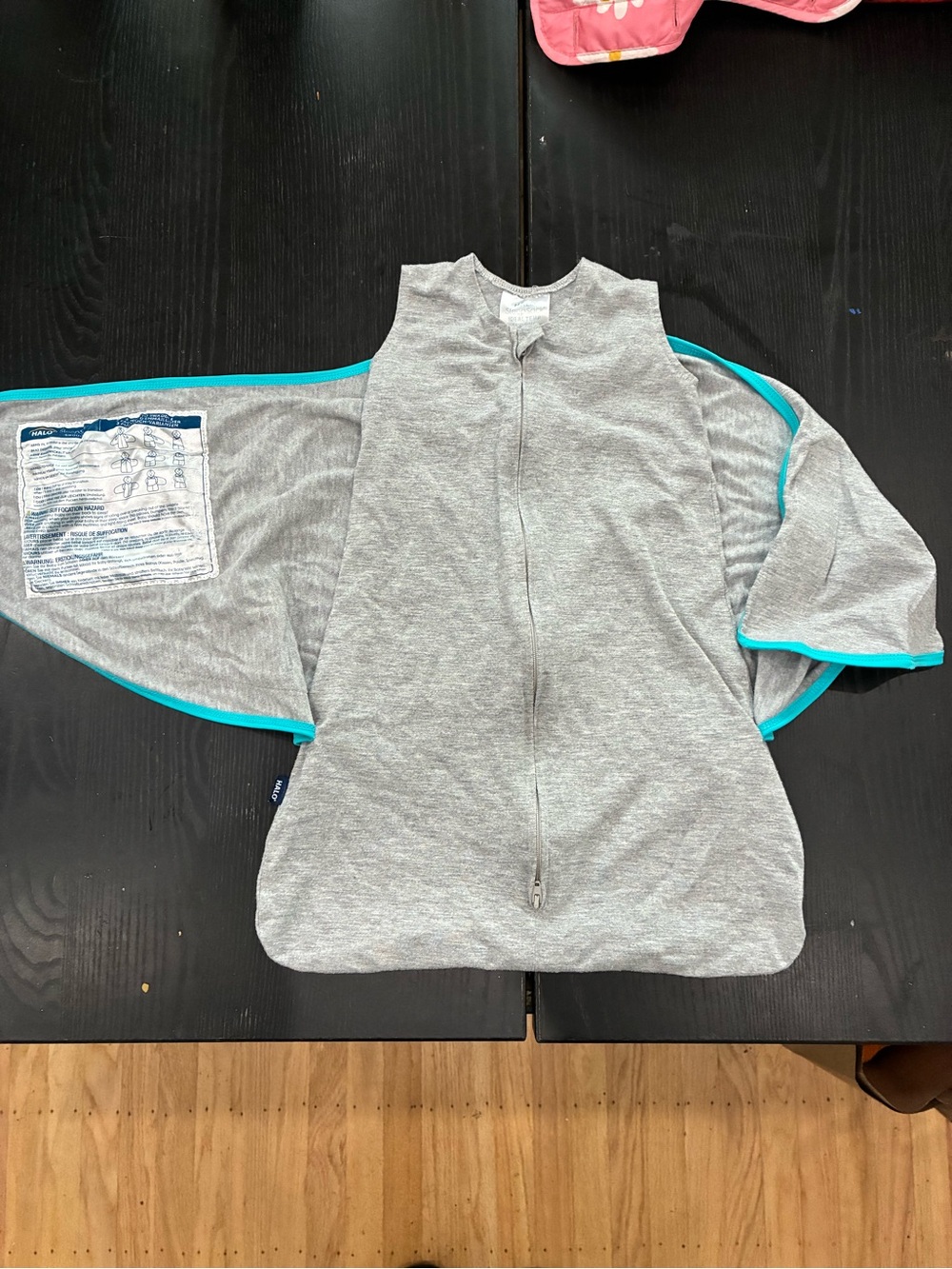 HALO Gray Sleep Sack with Teal Trim